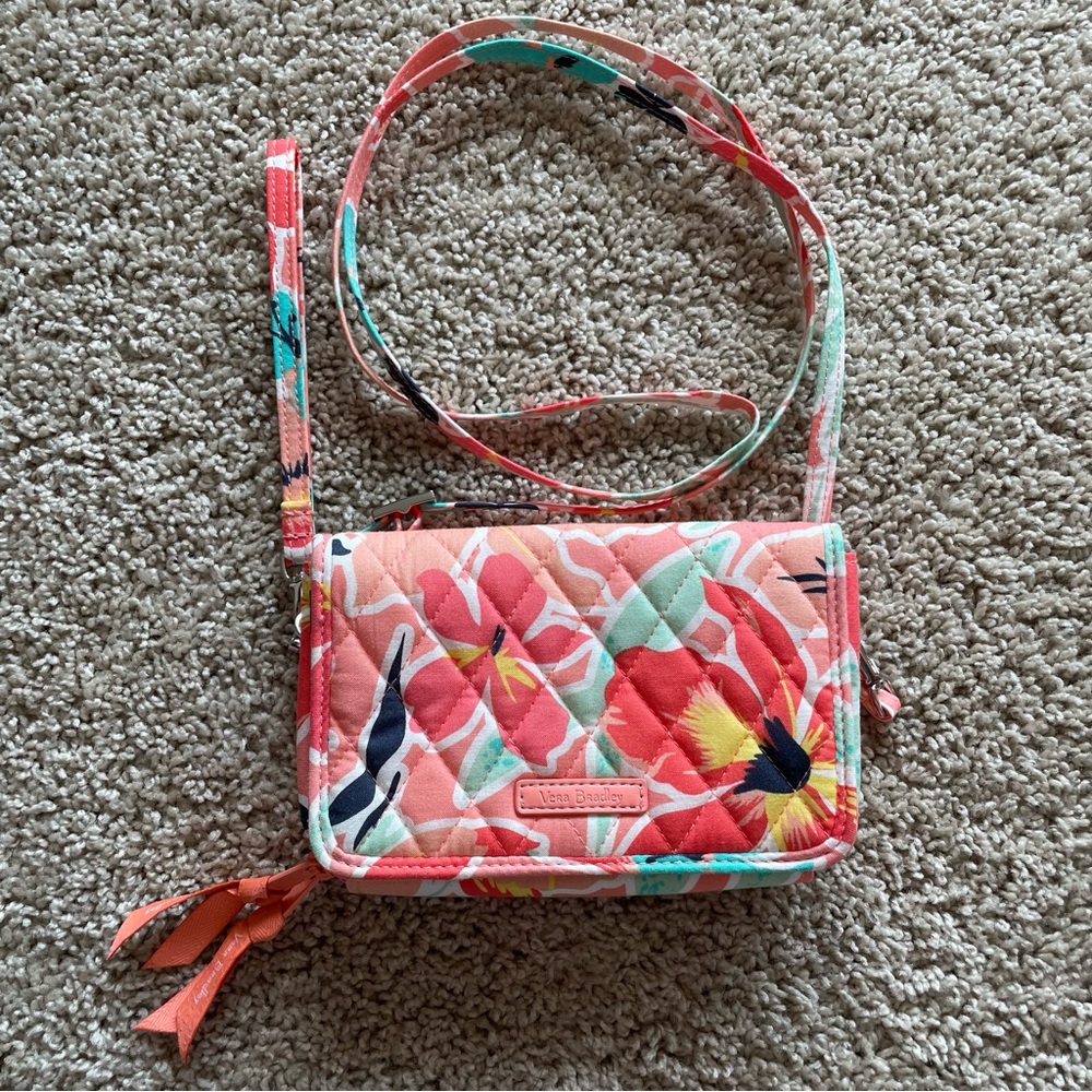 Vera Bradley Rainforest Lily Coral 3-in-1 Crossbody RFID